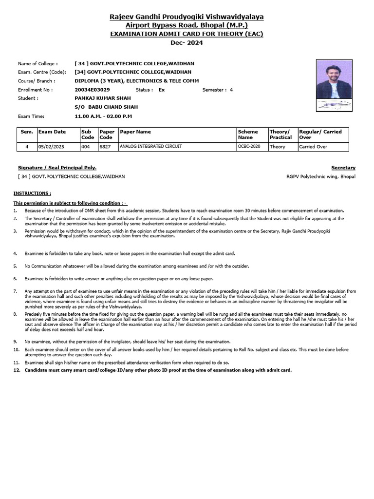 RPT AdmitCard Student | PDF | Justice | Crime & Violence
