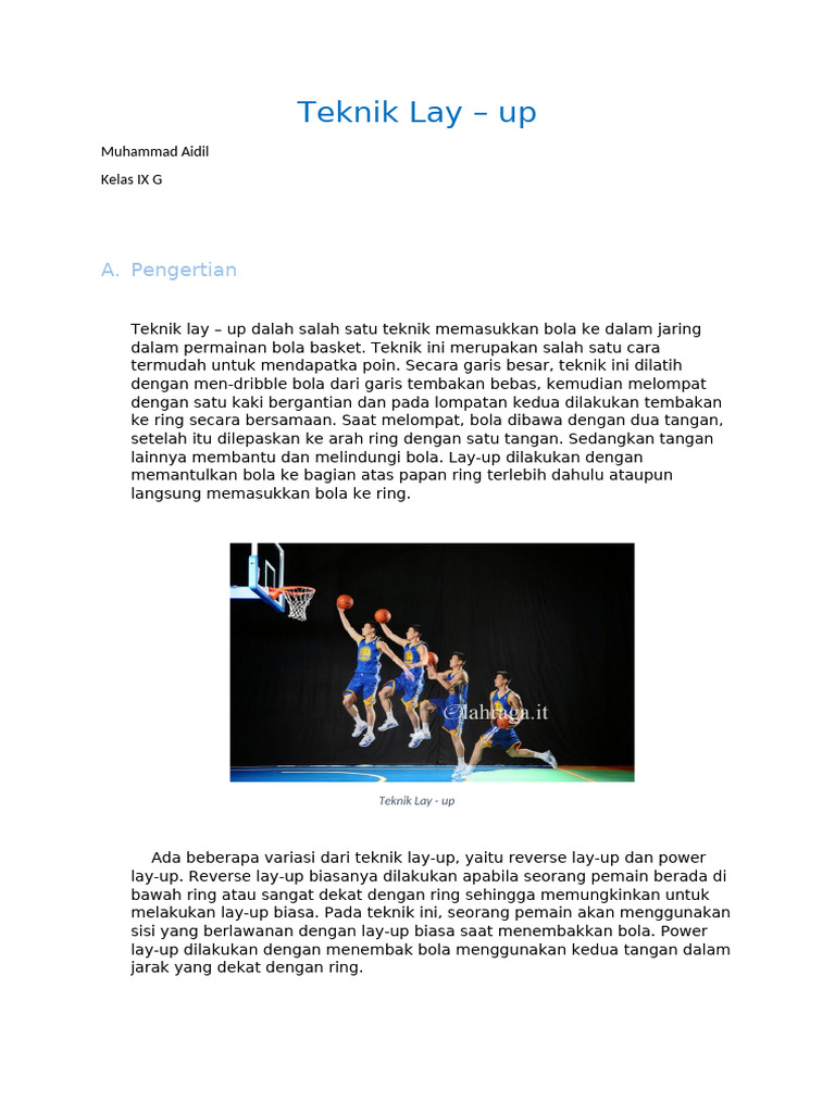 Teknik Dasar Lay-Up Bola Basket | PDF