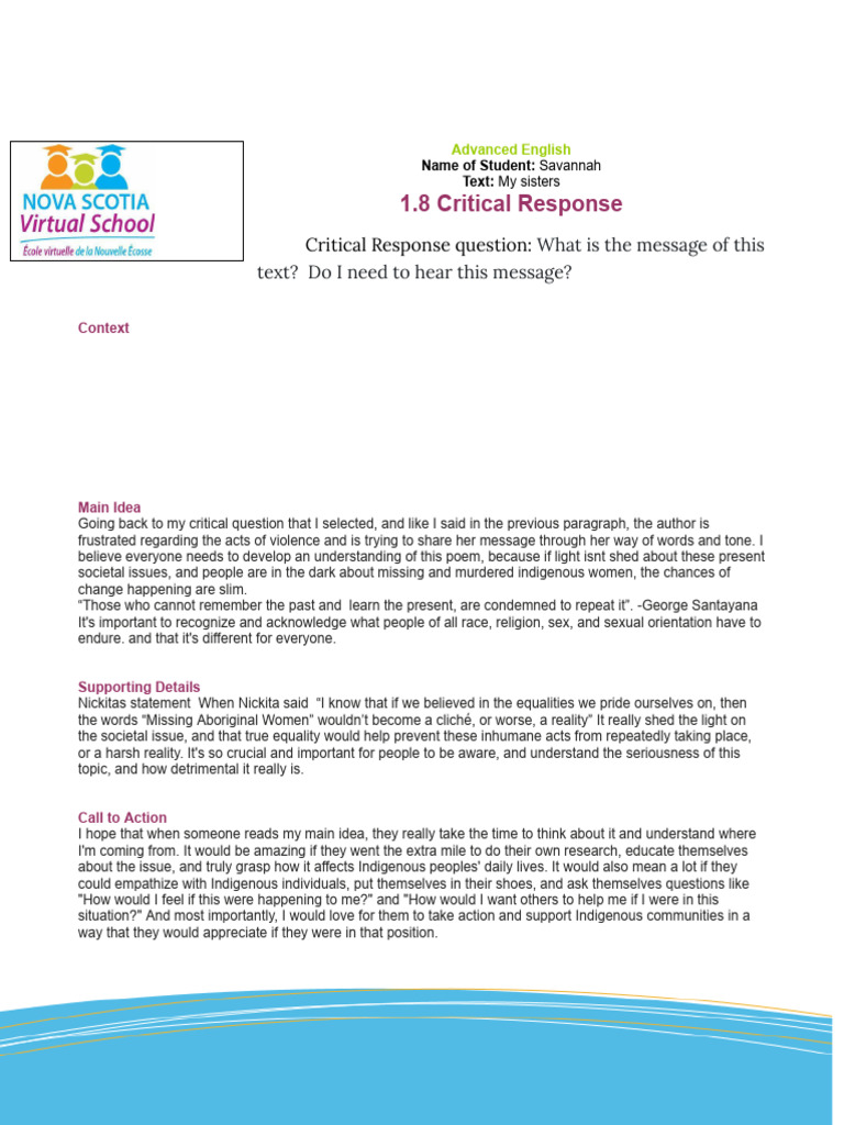 Copy of 1 8 Critical Response | PDF