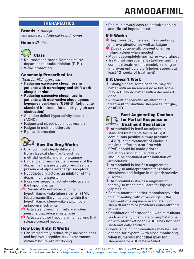 16.0 PP 65 70 Armodafinil | PDF | Medicine | Pharmacology