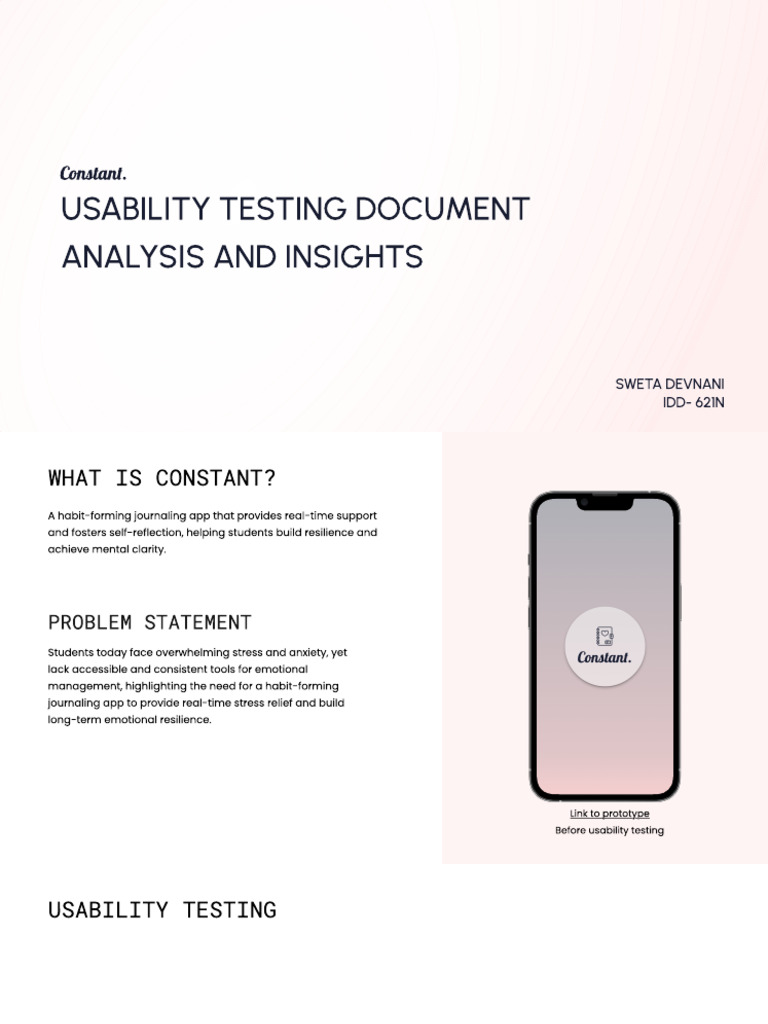 Constant - Usability Testing Document | PDF | Usability | Cognitive Science