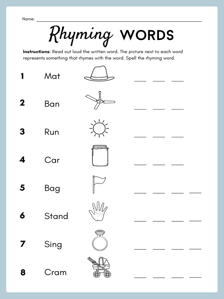 Rhyme and Spell Worksheet | PDF
