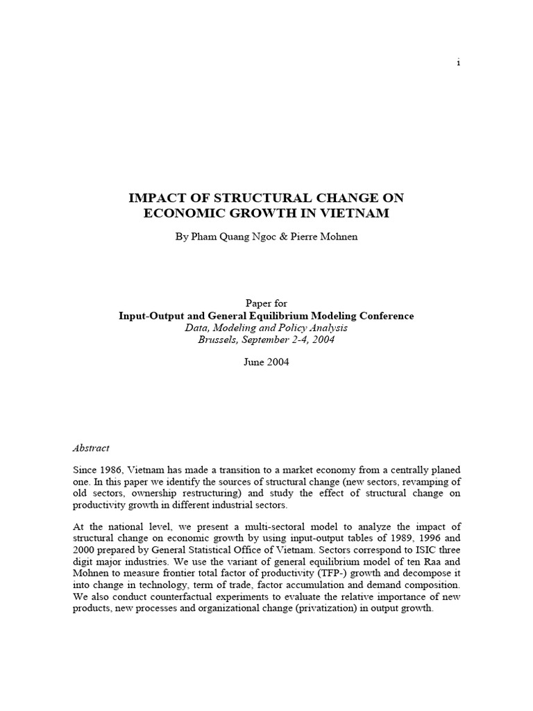 Structural Change and Vietnam's Growth | PDF | Input–Output Model ...