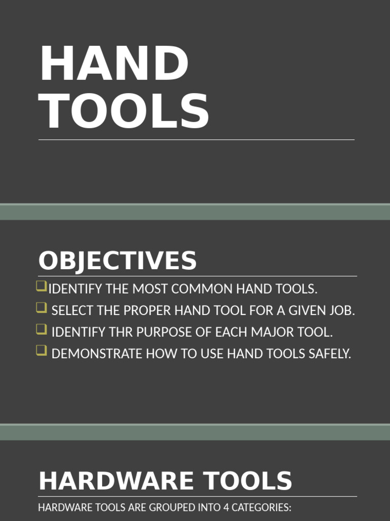 Essential Hand Tools for Safe Use | PDF | Electrostatic Discharge ...