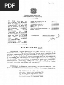 Comelec Resolution No. 11104 and 11057