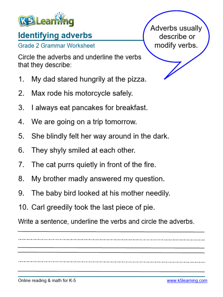 Grade 2 Adverb Identification Worksheet | PDF