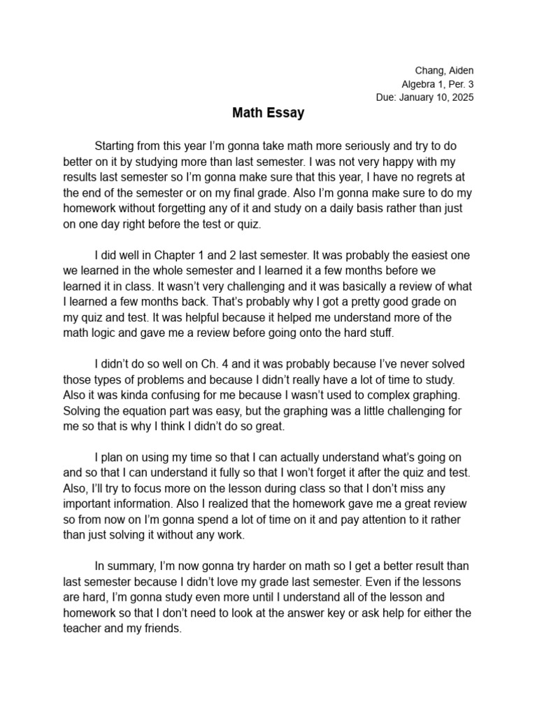 Commitment to Improving Math Grades | PDF