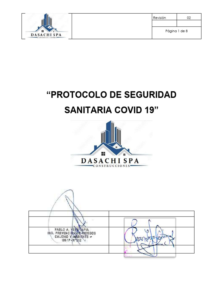 Protocolo COVID-19 DASACHI SPA | PDF | Lavado de manos | Seguridad y ...