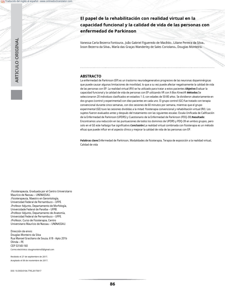 ARTICULO 4.en - Es | PDF | Terapia física | Enfermedad de Parkinson