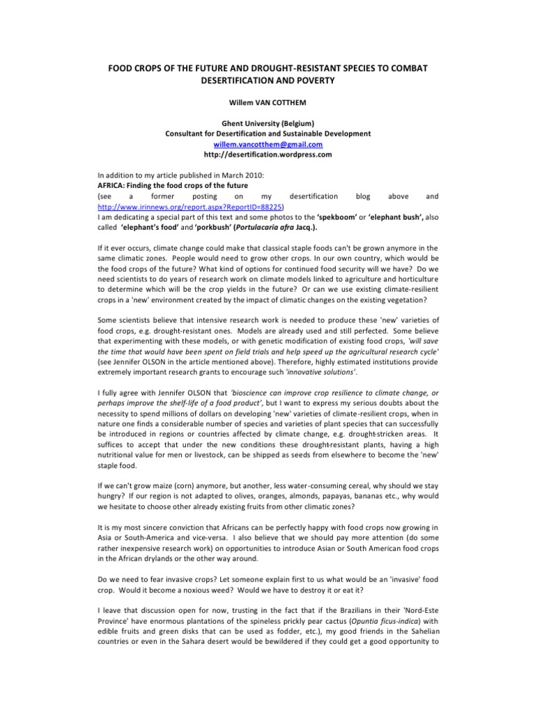 Food Crops of The Future and Drought | PDF