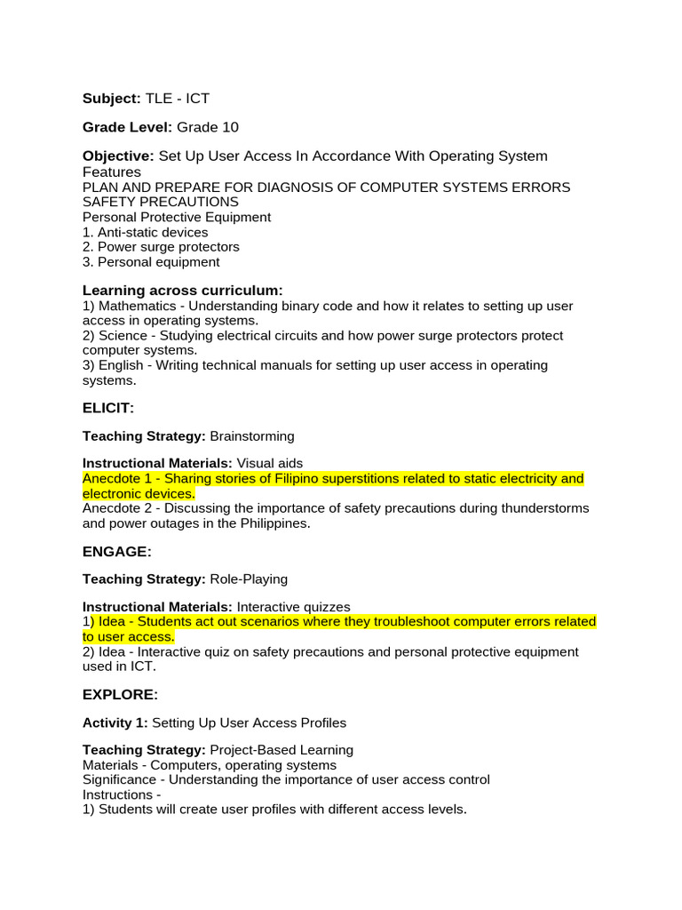 User Access Setup & Safety in ICT | PDF | Educational Technology | Learning