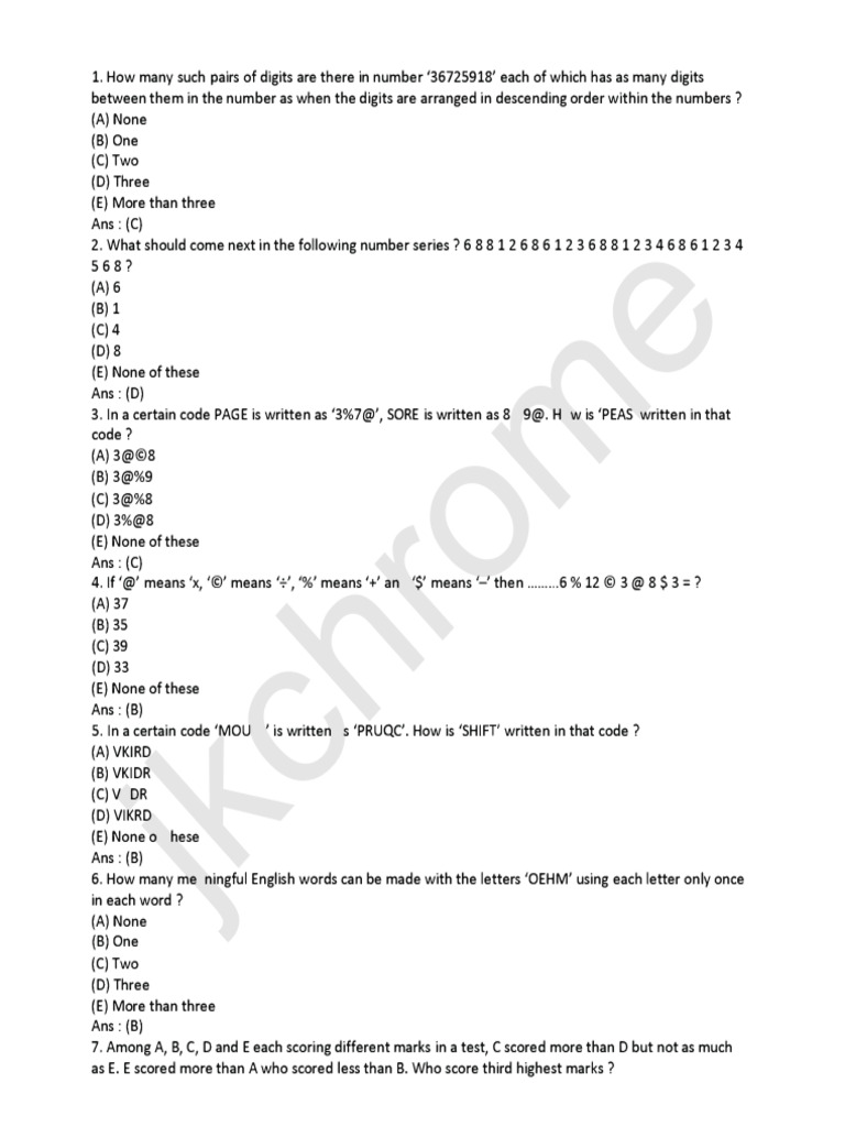 Digit and Code Puzzles with Answers | PDF | University And College ...