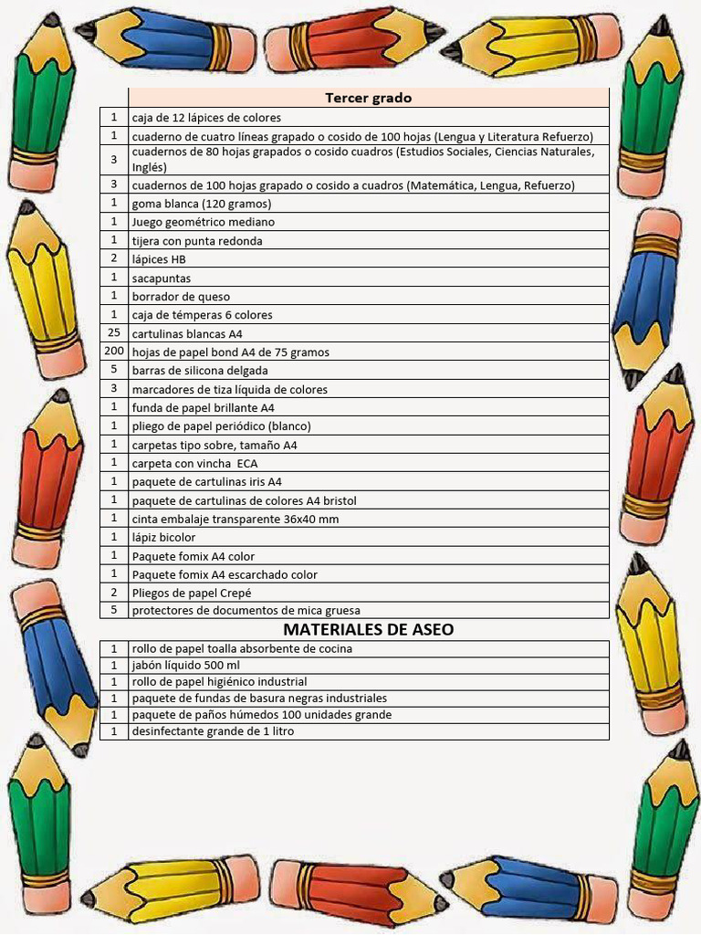 LISTA DE UTILES 3RO EGB 2024-2025 | PDF