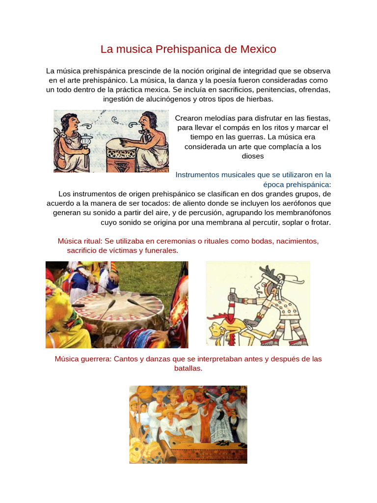 La musica Prehispanica de Mexico | PDF | Instrumentos musicales | Bailes