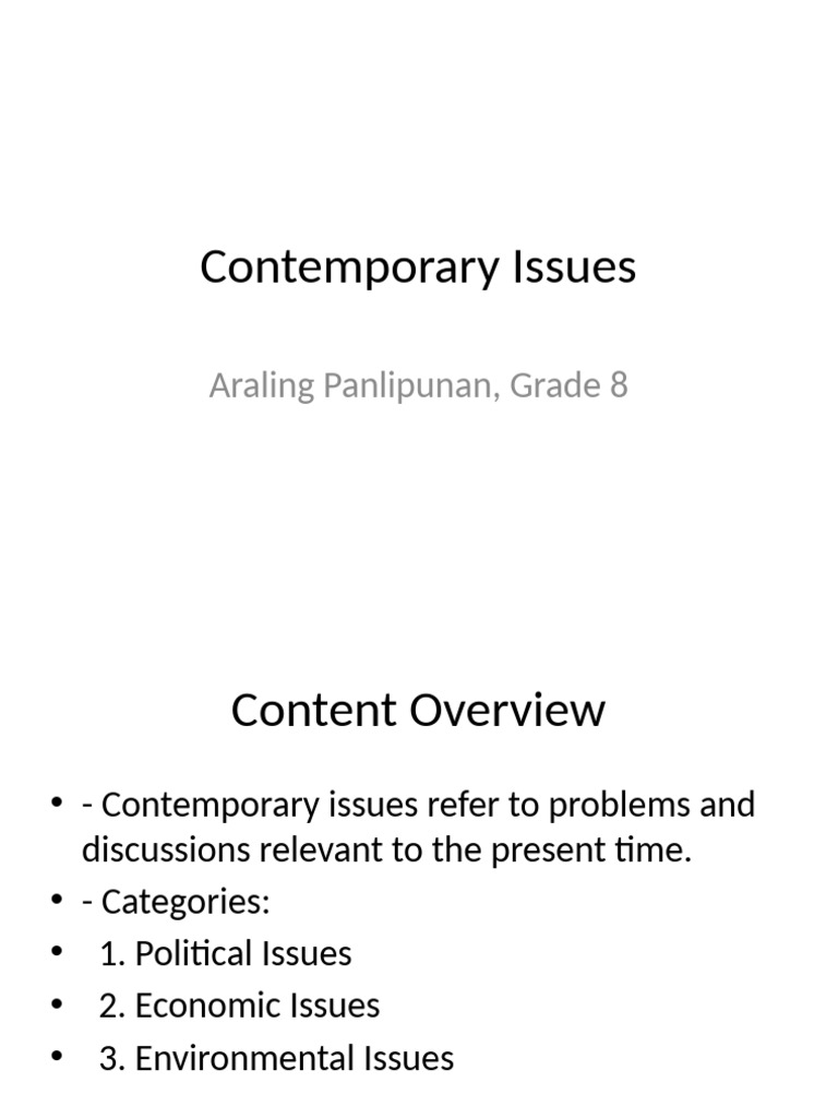 Understanding Contemporary Issues in Grade 8 | PDF