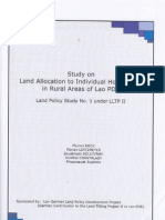 Study On Land Allocation To Individual Households in Rural Aras of Lao PDR Land Policy Study No. 1 Under LLTP II