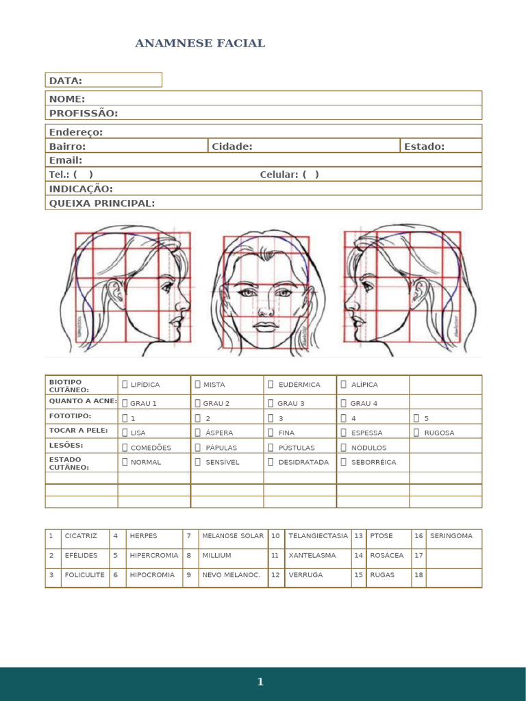 Modelo de Anamnese Facial Completo | PDF | Gravidez | Alergia