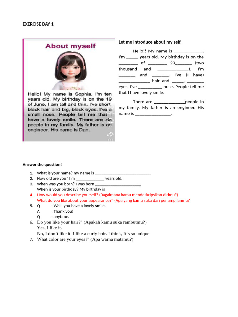 Exercise Day 1 Umum Holiday | PDF