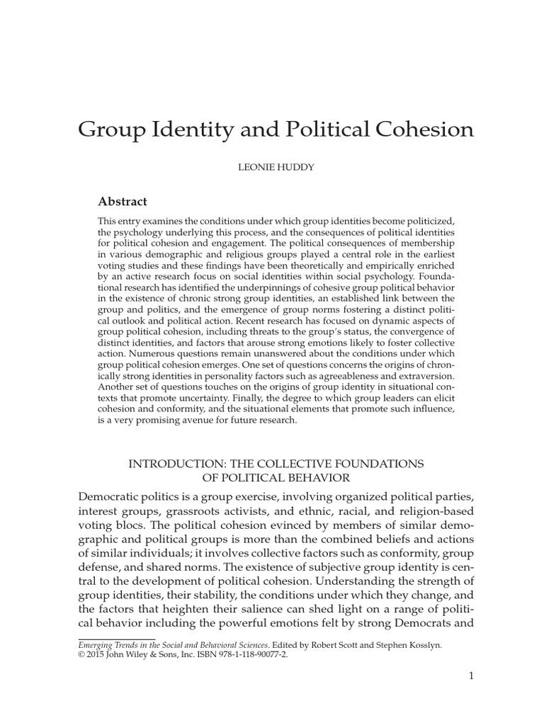 Group Identity's Impact on Political Cohesion | PDF | Identity (Social ...