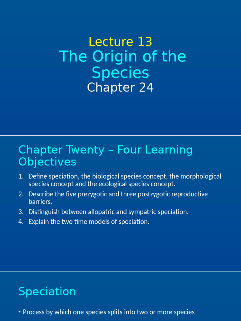 Gen Bio II Lecture 13 Chapter 24 - The Origin of The Species - Tagged ...