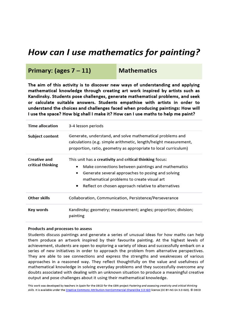 Using Math in Art: A Creative Lesson Plan | PDF | Mathematics ...