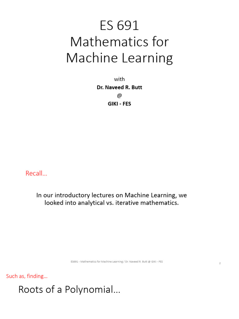Mathematics For Machine Learning Naveed R Butt Set 17 1735568586 | PDF ...
