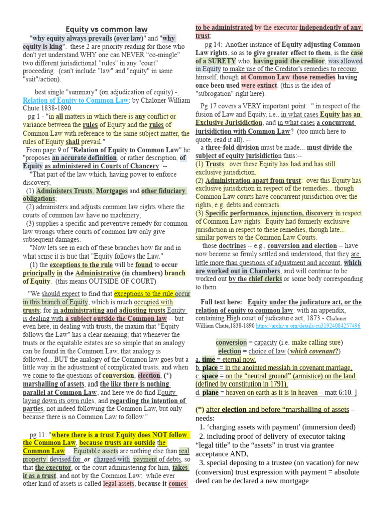 Equity To Common Law Relation | PDF | Equity (Law) | Legal Remedy
