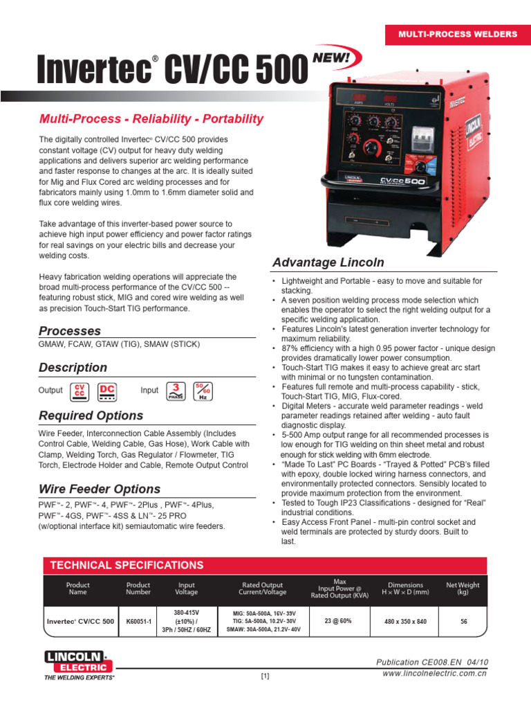 Invertec Cv－Cc 500-En | PDF | Welding | Construction