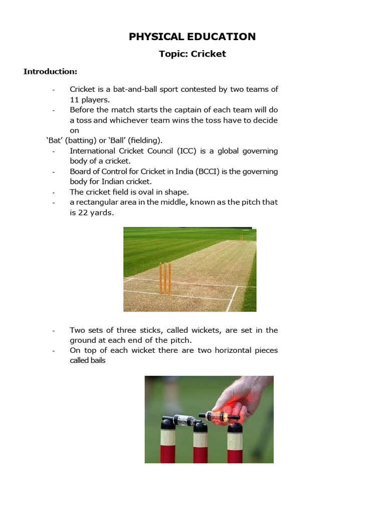 Cricket in Physical Education Overview | PDF | Bowling (Cricket) | Cricket