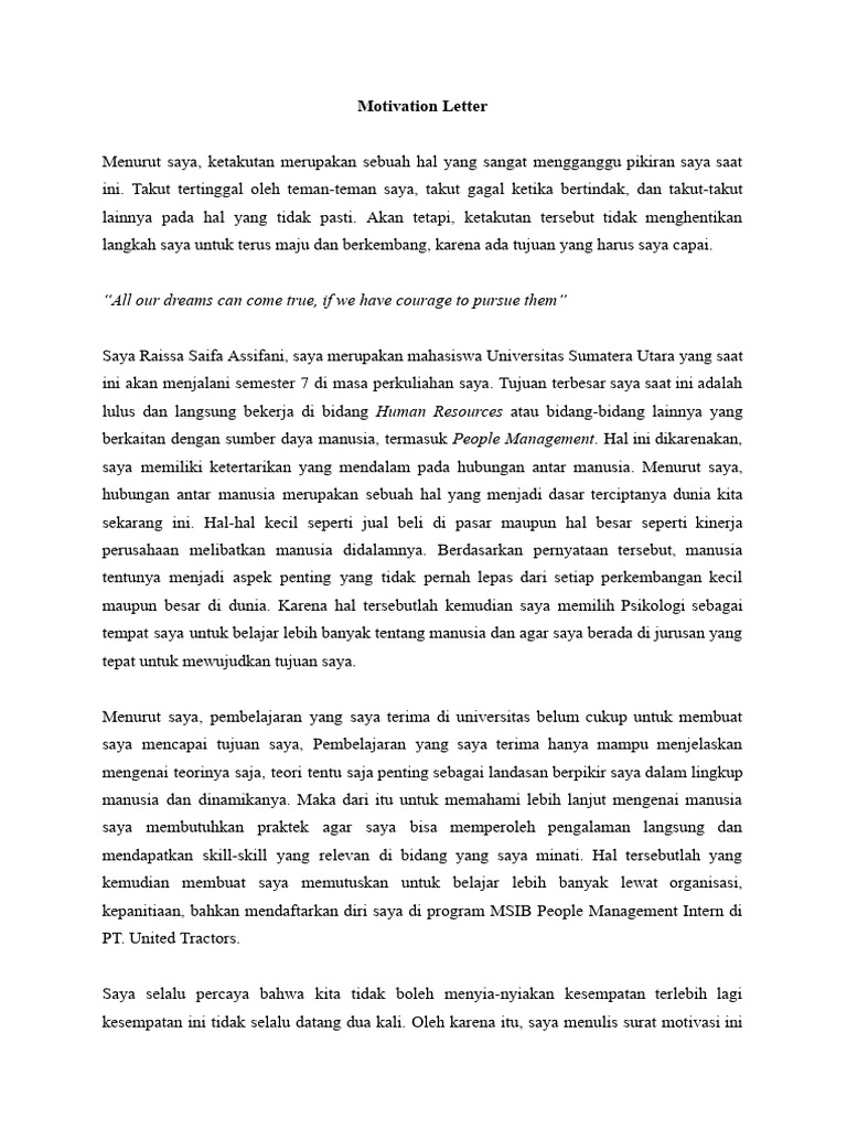 Motivation Letter | PDF
