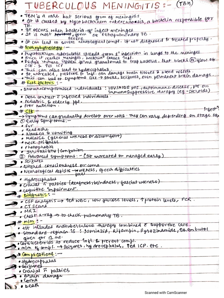 Tuberculous Meningitis (Clinical Neuro) | PDF