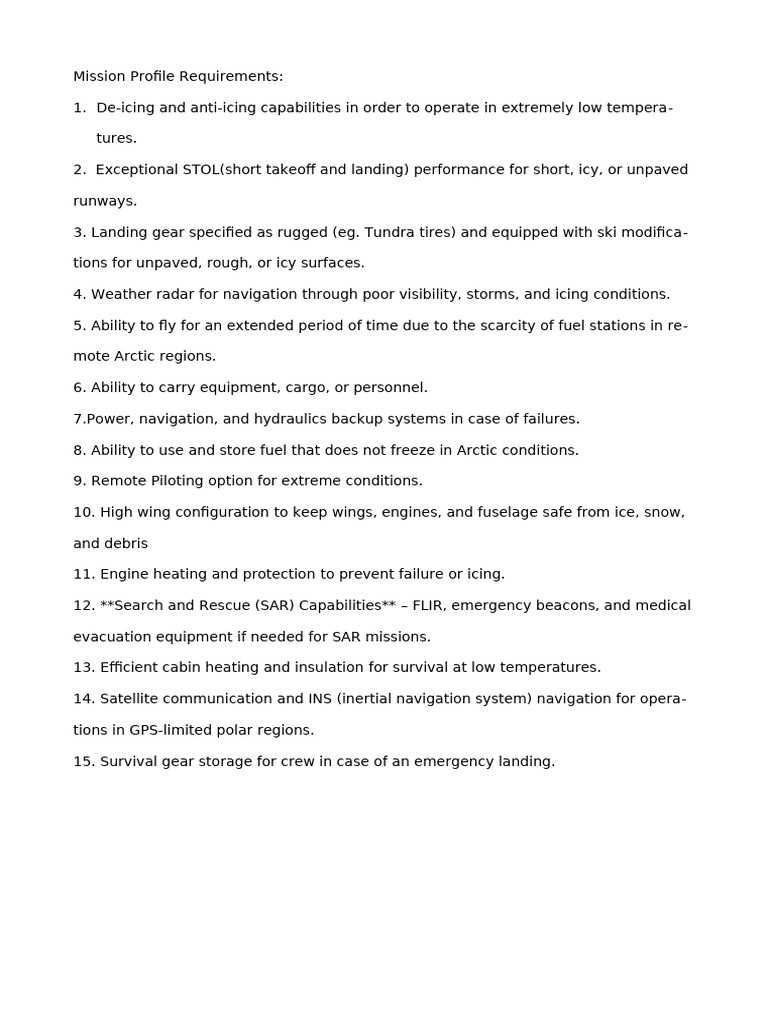 Arctic Mission Profile Requirements | PDF