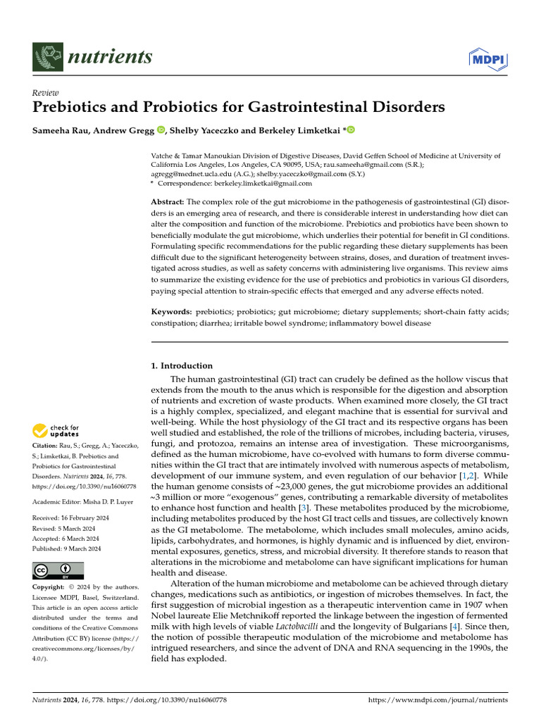 Prebiotics and Probiotics for GI Disorders | PDF | Irritable Bowel ...