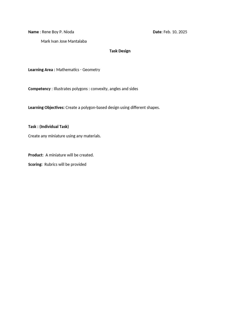 Geometry Polygon Design Task | PDF
