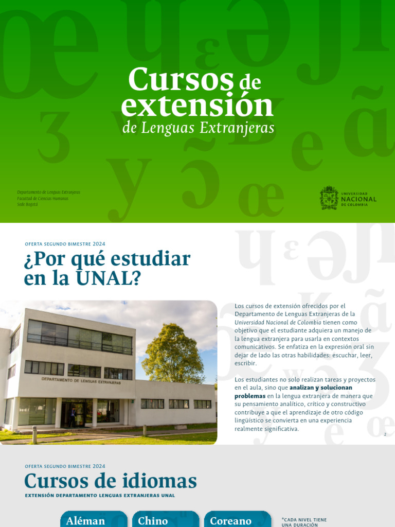 Cursos de Idiomas UNAL 2024 | PDF | Comunicación humana | Lingüística