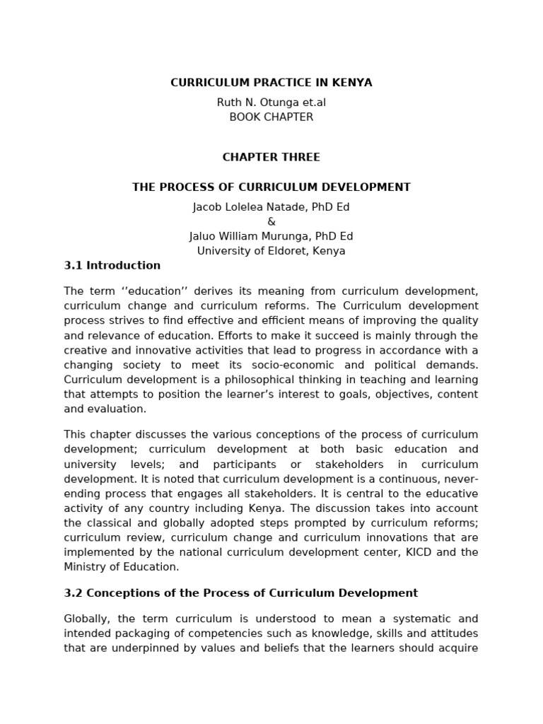 Curriculum Development Process in Kenya | PDF | Curriculum ...