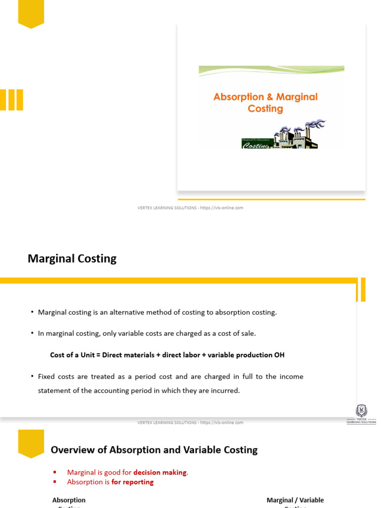 Marginal vs Absorption Costing Explained | PDF | Cost Of Goods Sold ...