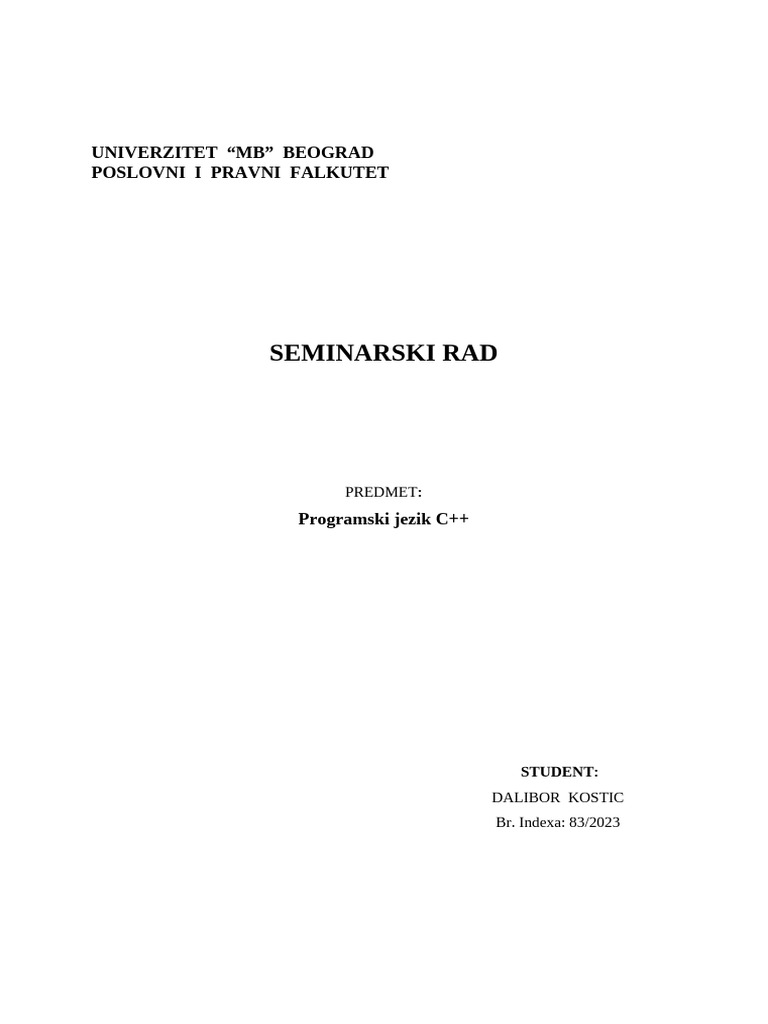 Programski Jezik C++ | PDF