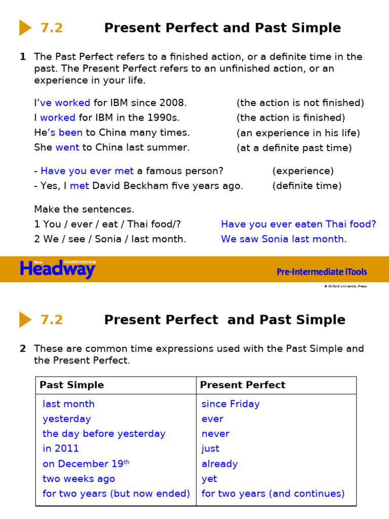 Present Perfect vs Past Simple Guide | PDF