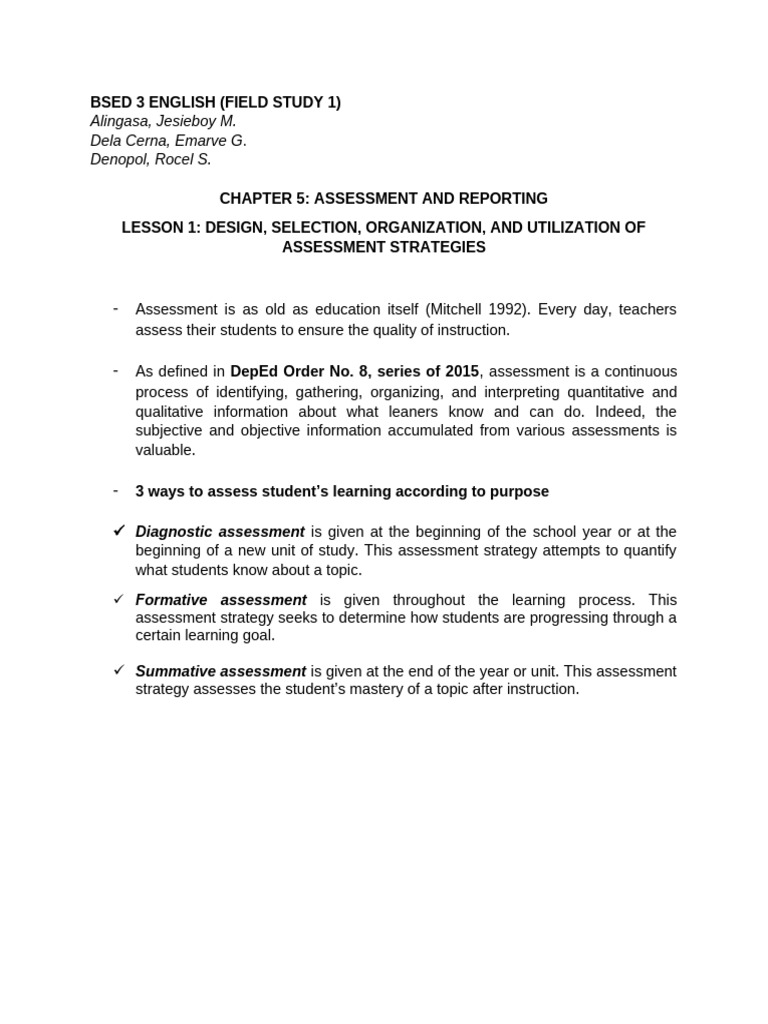 FS 1 Chapter 5 | PDF | Educational Assessment | Learning