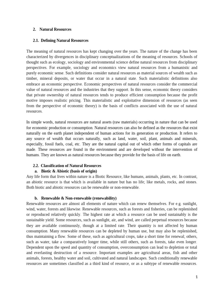 Natural Resources and Development Lecture #2 | PDF | Renewable Energy ...