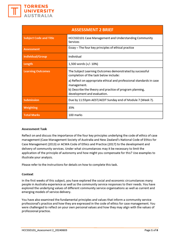 HCCSSD101 Assessment+2 20240603 | PDF | Evaluation | Knowledge