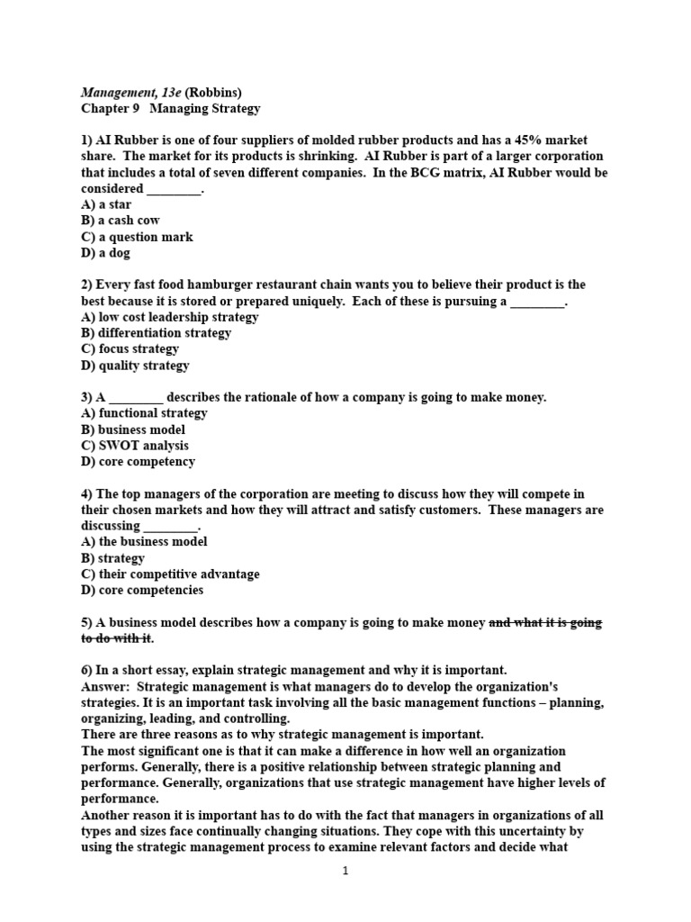 Strategic Management Overview | PDF | Competitive Advantage | Strategic ...