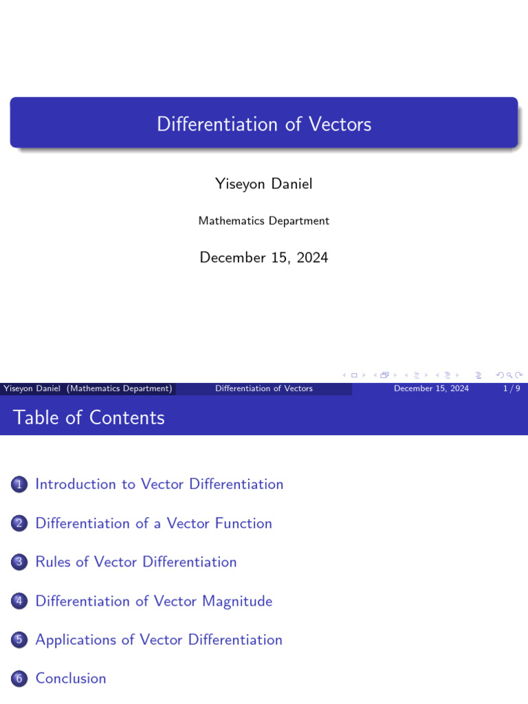 Vector Differentiation Explained | PDF | Euclidean Vector | Derivative