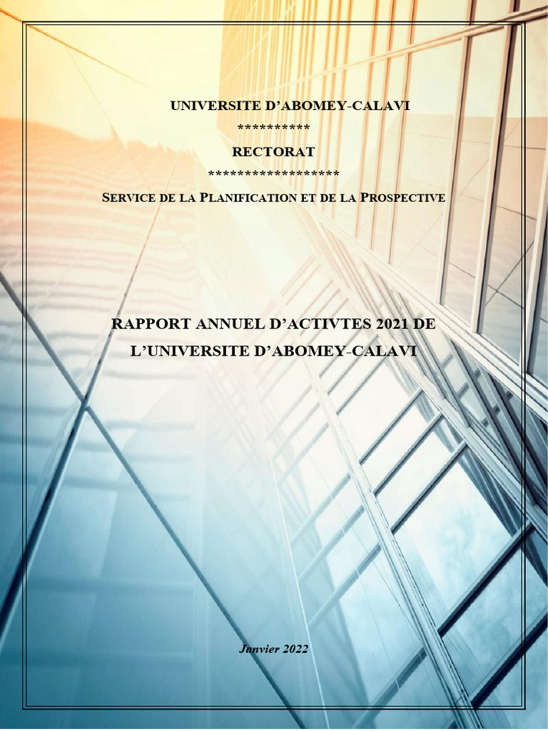 Rapport Annuel UAC 2021 | PDF | Pdagogie | Doctorat