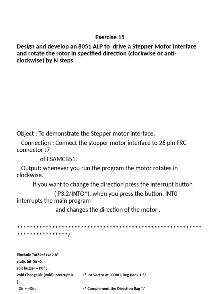 8051 Stepper Motor Control Program | PDF | Electrical Engineering ...