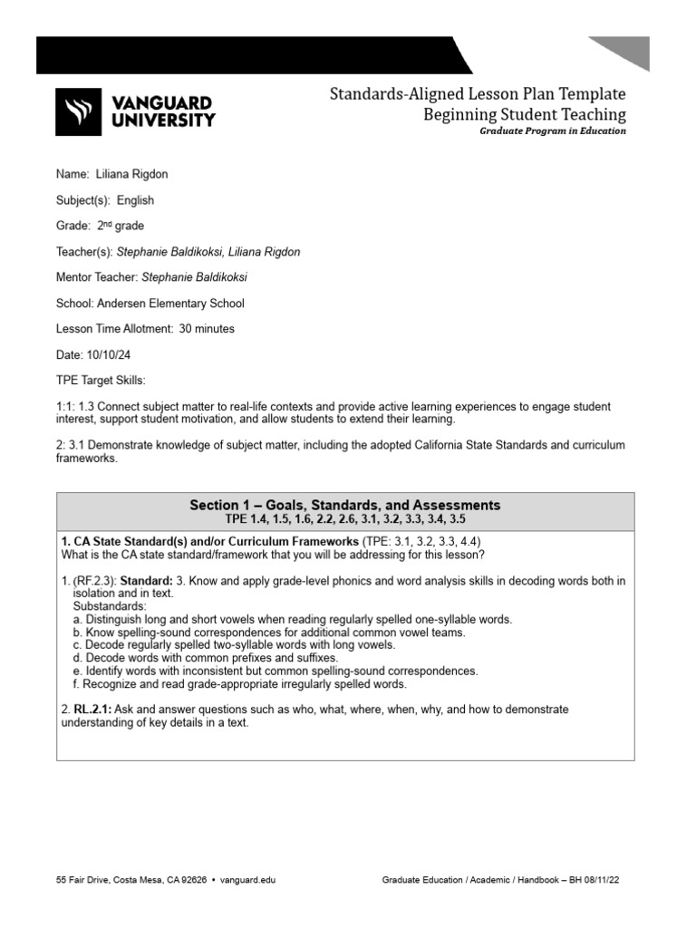 BST Grad Ed Lesson Plan 2024-2025 Actually RIGHT Rough Draft! 2 | PDF ...