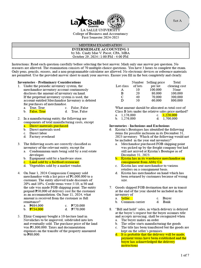 Intermediate Accounting Midterm Exam 2024 | PDF | Bonds (Finance ...