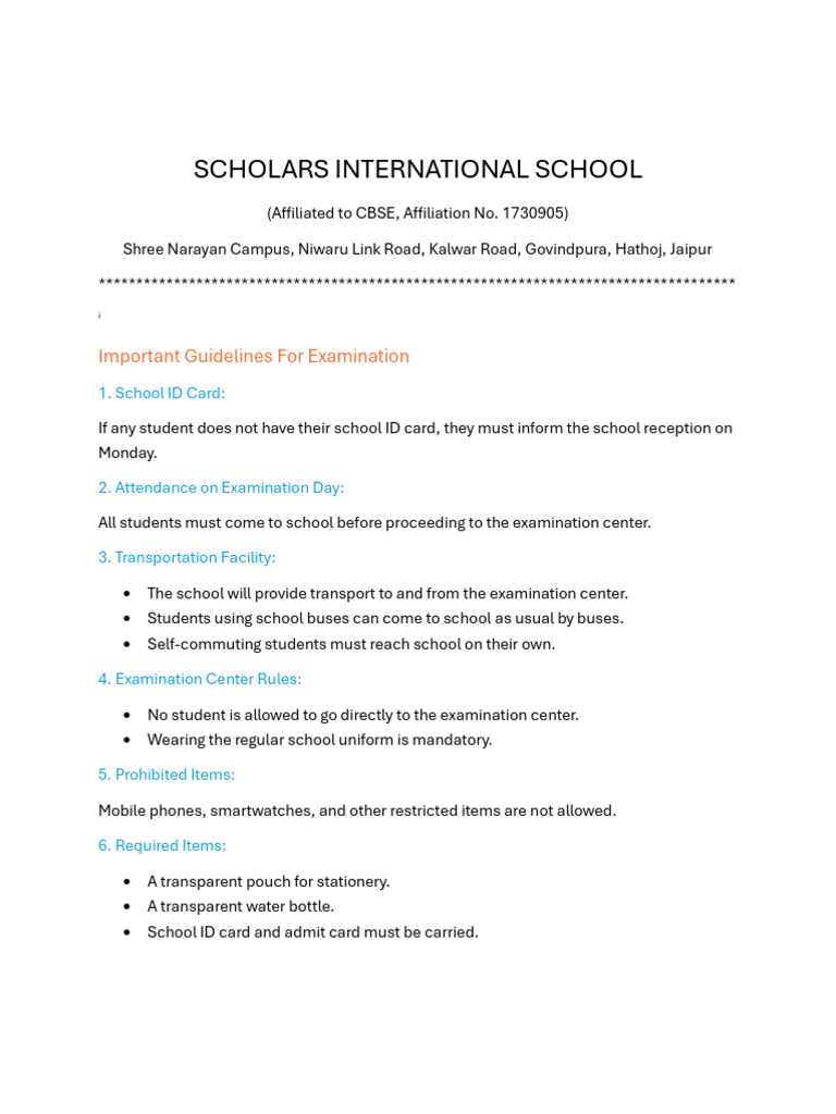Examination Guidelines 1 | PDF