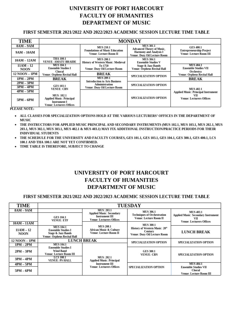 Final Updated 1st Semester 2021 2022 2022 2o23 Lecture Time Table | PDF ...